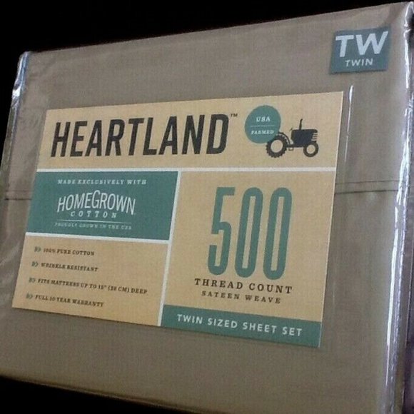 brand new KHAKI Heartland 500 TC Wrinkle Resistant 100% Cotton TWIN Sheet Set - Picture 8 of 12